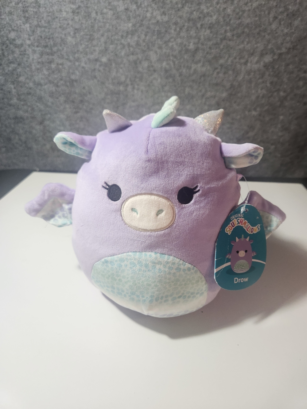 Squishmallows plush toy named Drow the Dragon 9in.